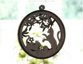 Cat Scene Bauble Ornaments Balls Tree Decorations Craft Hanging Cat Silhouette Forest Scene laser cut Digital Download |#U415|